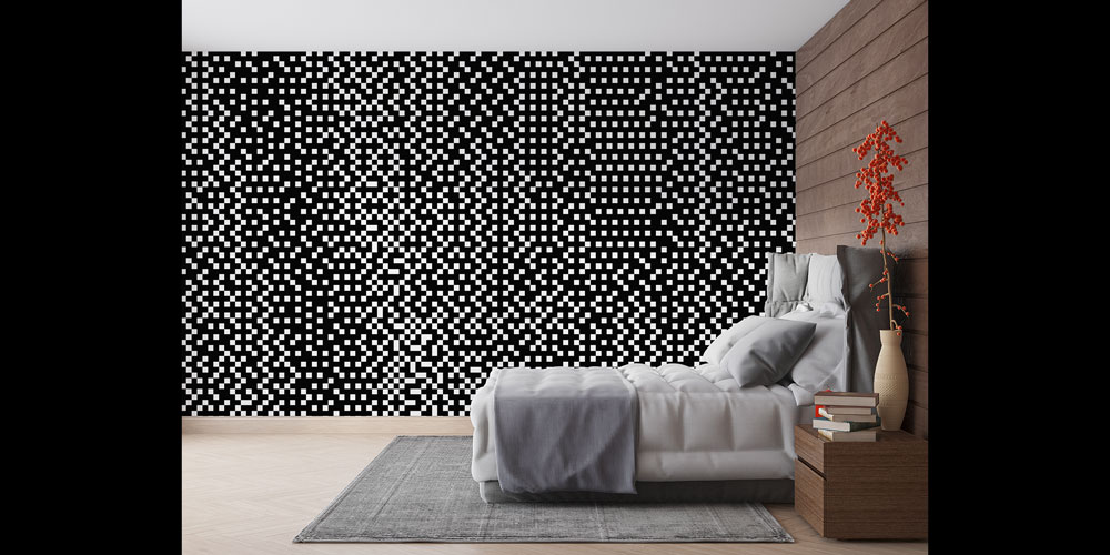 Siyah Beyaz Piksel Kareler Op Art Soyut Duvar Kağıdı 4853