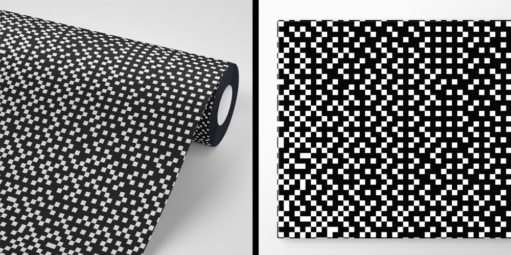 Siyah Beyaz Piksel Kareler Op Art Soyut Duvar Kağıdı 4853