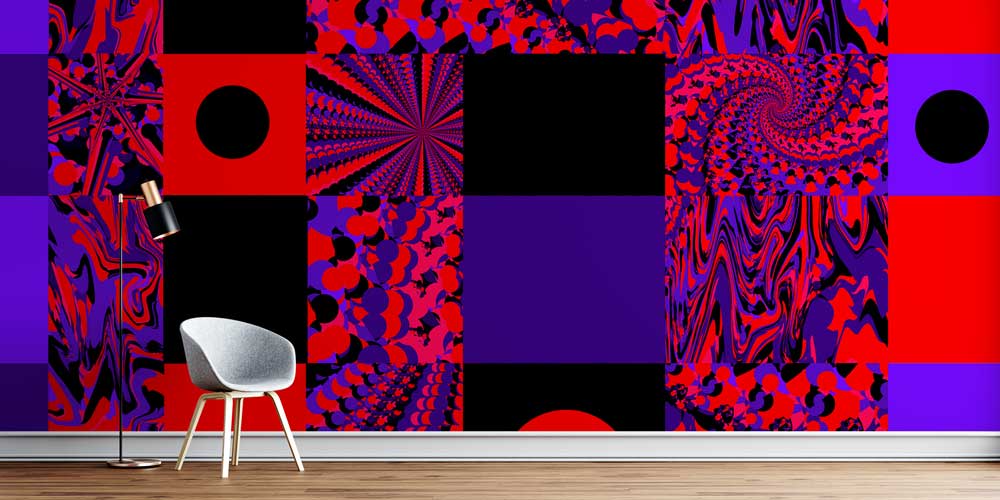 Kare Panelli Op Art Kolaj Soyut Dijital Sanat Duvar Kağıdı 4854