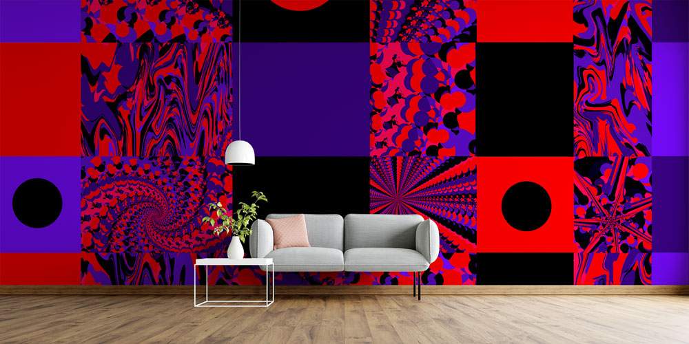 Kare Panelli Op Art Kolaj Soyut Dijital Sanat Duvar Kağıdı 4854