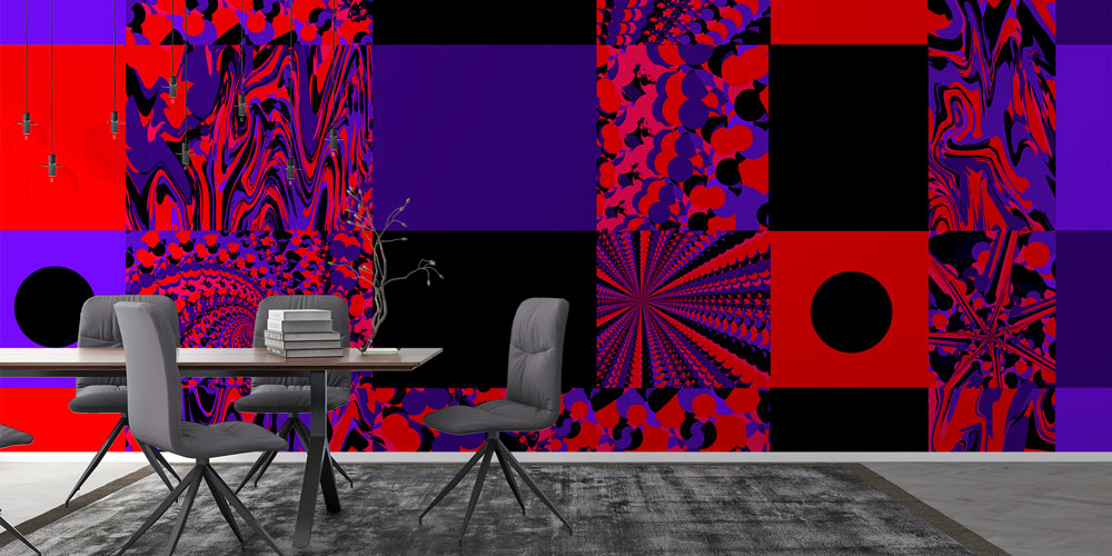 Kare Panelli Op Art Kolaj Soyut Dijital Sanat Duvar Kağıdı 4854