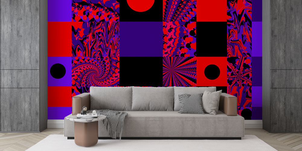 Kare Panelli Op Art Kolaj Soyut Dijital Sanat Duvar Kağıdı 4854