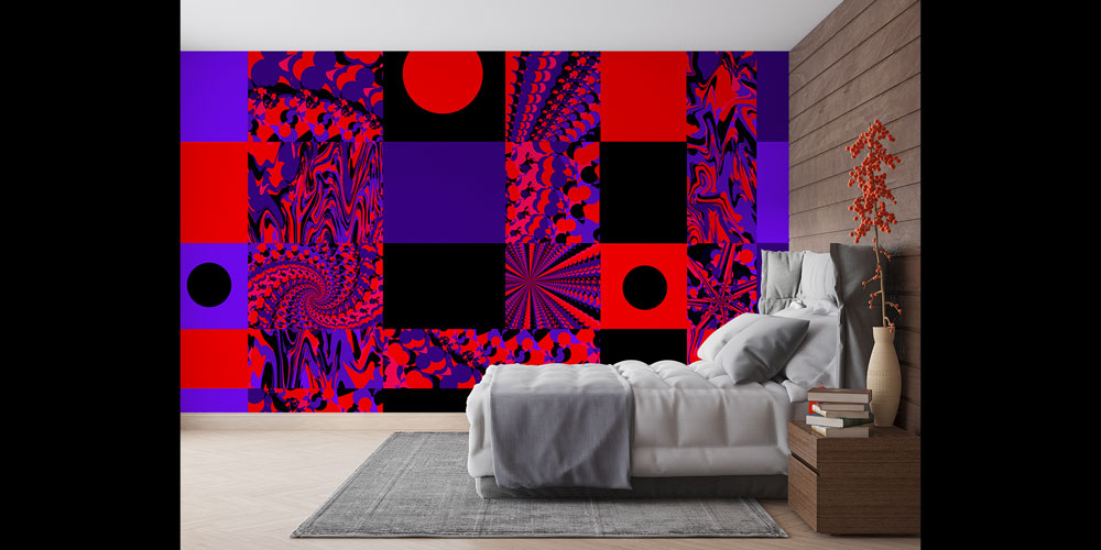 Kare Panelli Op Art Kolaj Soyut Dijital Sanat Duvar Kağıdı 4854