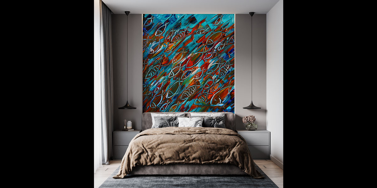 Soyut Balık Desenli Duvar Kağıdı 4937