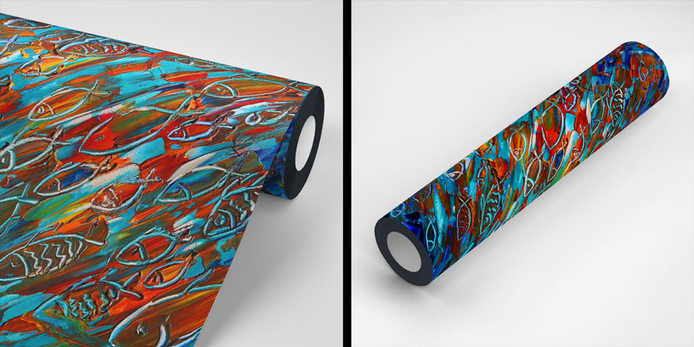 Soyut Balık Desenli Duvar Kağıdı 4937