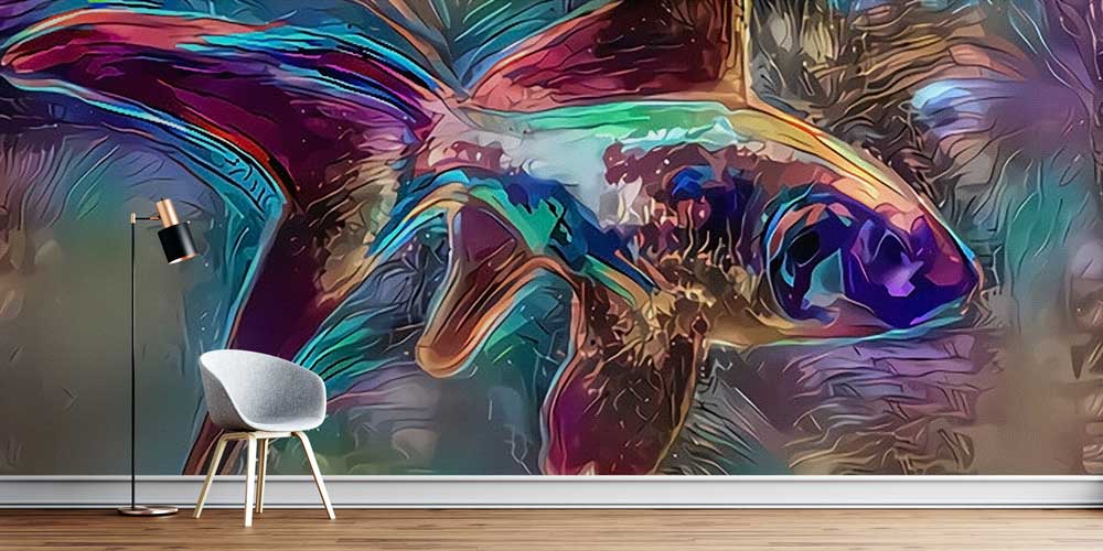 Renkli Soyut Balık Sanatı Duvar Kağıdı 4939