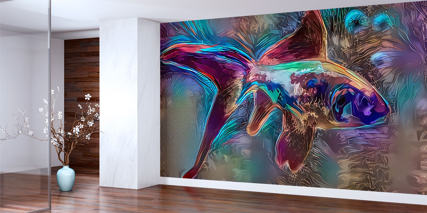 Renkli Soyut Balık Sanatı Duvar Kağıdı 4939