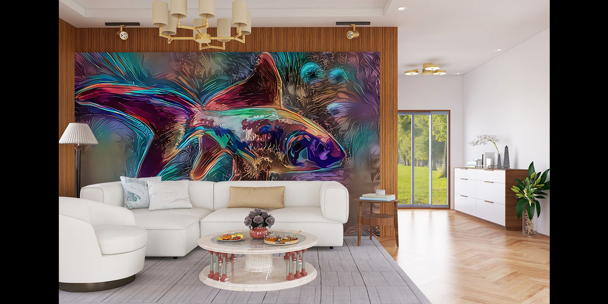 Renkli Soyut Balık Sanatı Duvar Kağıdı 4939