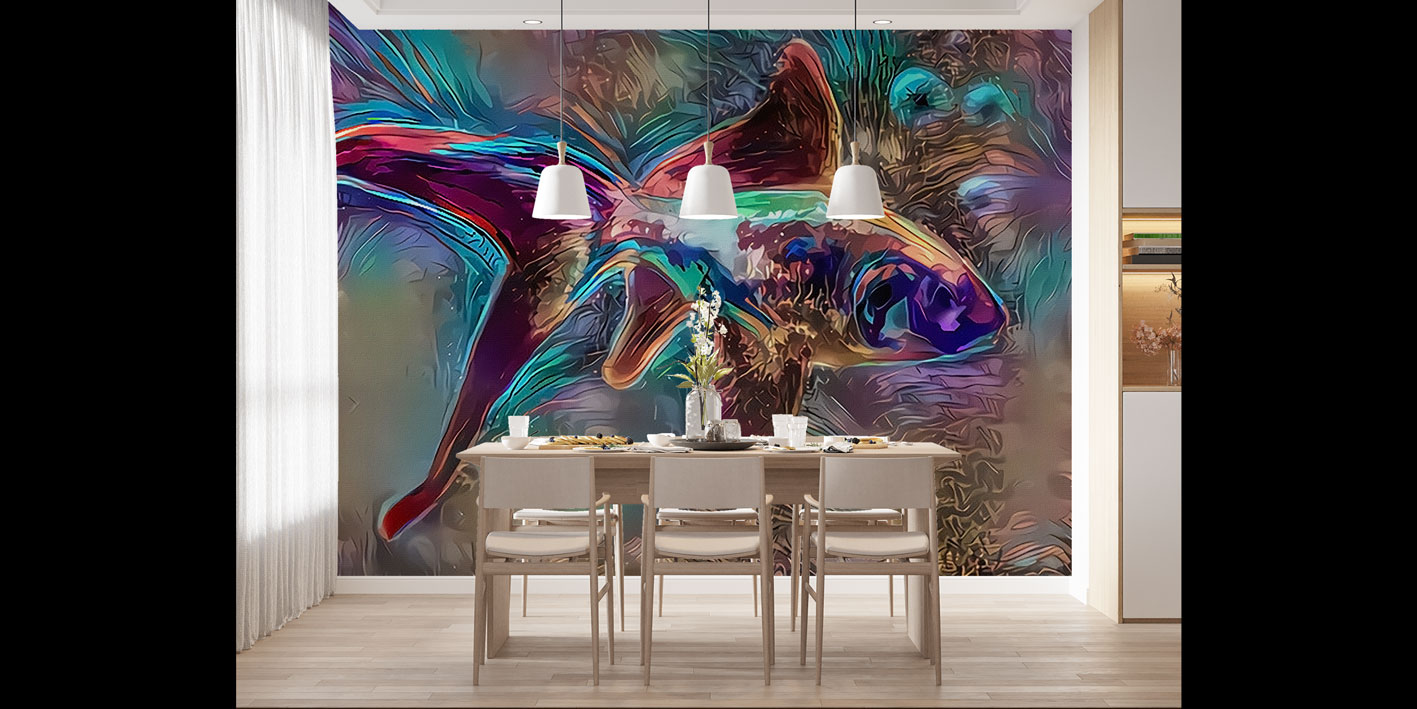 Renkli Soyut Balık Sanatı Duvar Kağıdı 4939