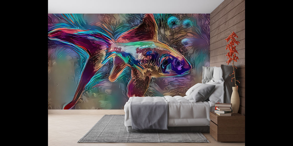 Renkli Soyut Balık Sanatı Duvar Kağıdı 4939