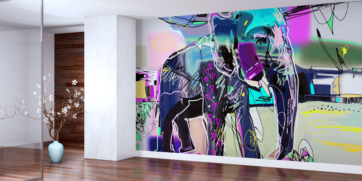 Soyut Fil Figürlü Modern Duvar Kağıdı 4940