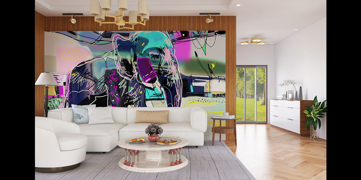 Soyut Fil Figürlü Modern Duvar Kağıdı 4940