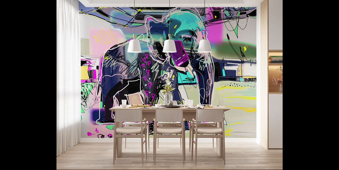 Soyut Fil Figürlü Modern Duvar Kağıdı 4940