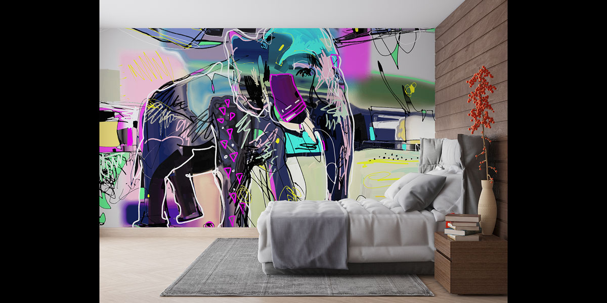 Soyut Fil Figürlü Modern Duvar Kağıdı 4940