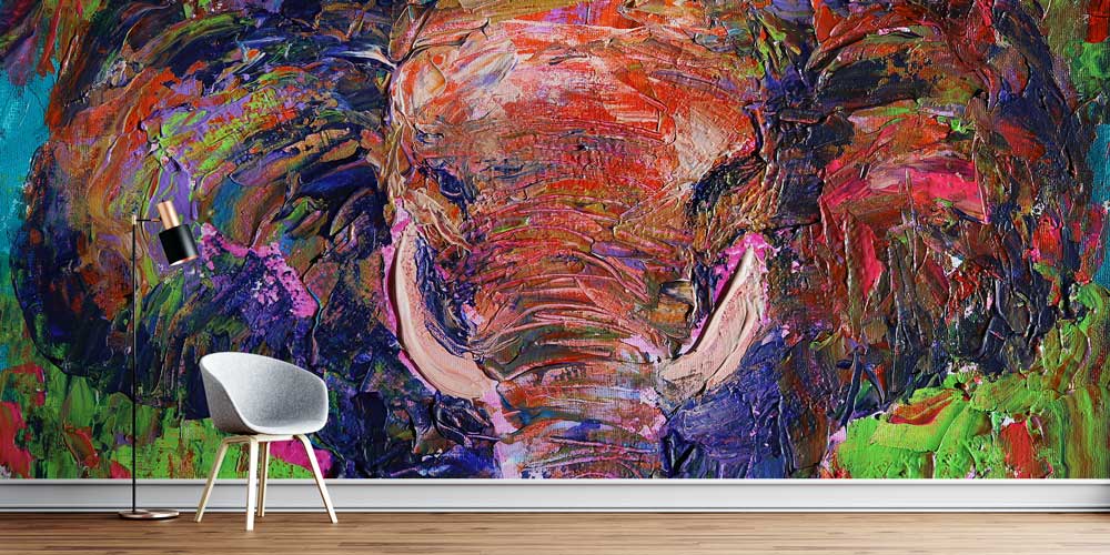 Renkli Dokulu Fil Portresi Duvar Kağıdı 4943