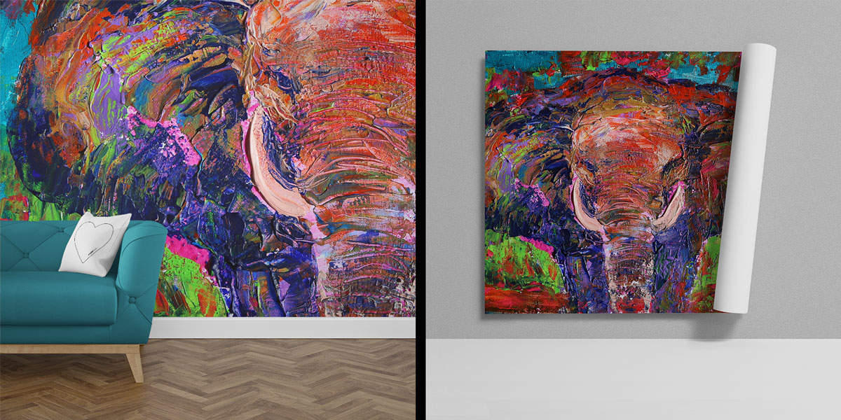 Renkli Dokulu Fil Portresi Duvar Kağıdı 4943