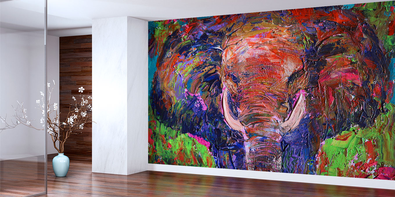 Renkli Dokulu Fil Portresi Duvar Kağıdı 4943