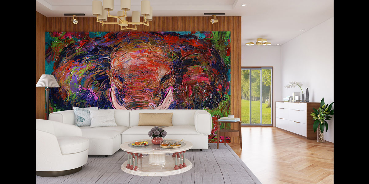 Renkli Dokulu Fil Portresi Duvar Kağıdı 4943