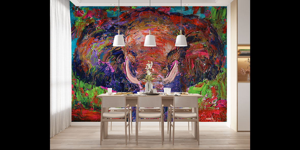 Renkli Dokulu Fil Portresi Duvar Kağıdı 4943