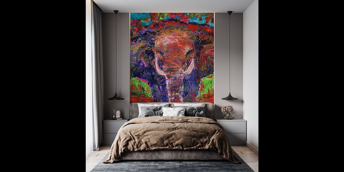 Renkli Dokulu Fil Portresi Duvar Kağıdı 4943