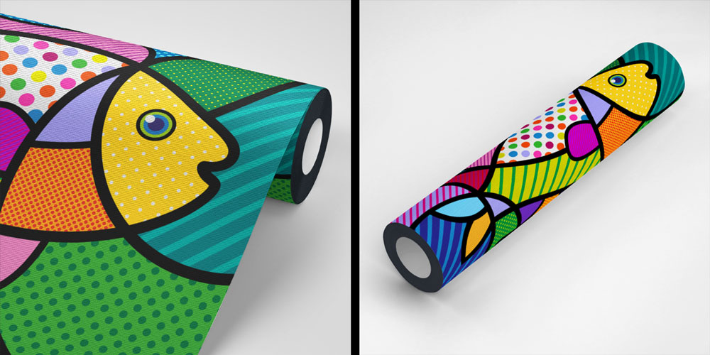 Renkli Pop Art Balık Desenli Duvar Kağıdı 4944