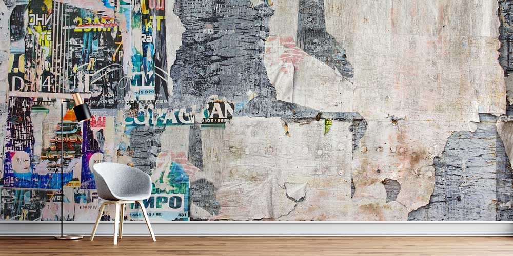 Yıpranmış Afiş Dokulu Grafiti Duvar Kağıdı 5008