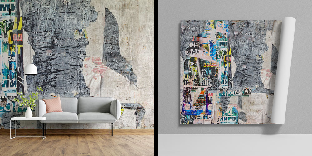 Yıpranmış Afiş Dokulu Grafiti Duvar Kağıdı 5008