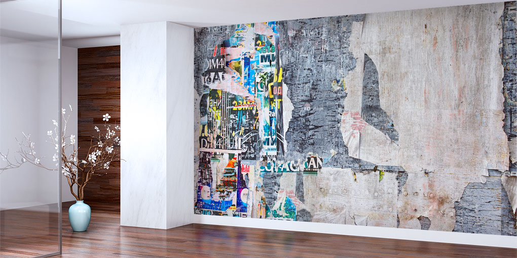 Yıpranmış Afiş Dokulu Grafiti Duvar Kağıdı 5008