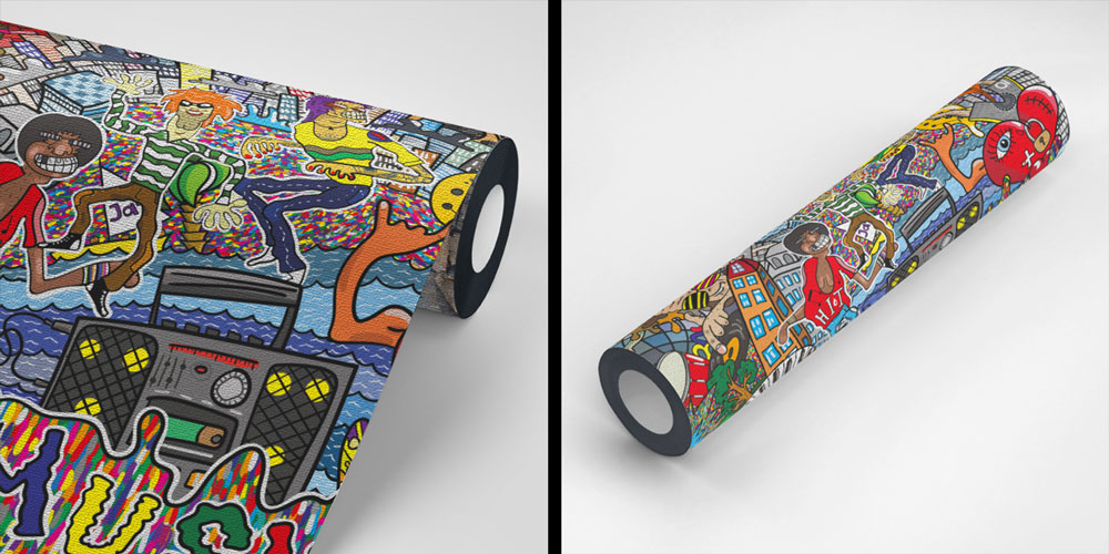 Müzik Temalı Renkli Grafiti Duvar Kağıdı 5010