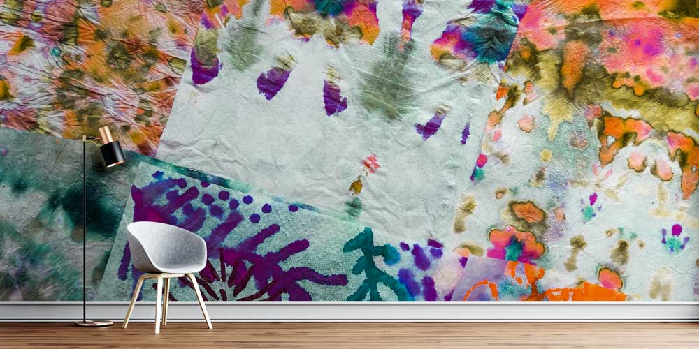 Akvarel Dokulu Soyut Desen Duvar Kağıdı 5013