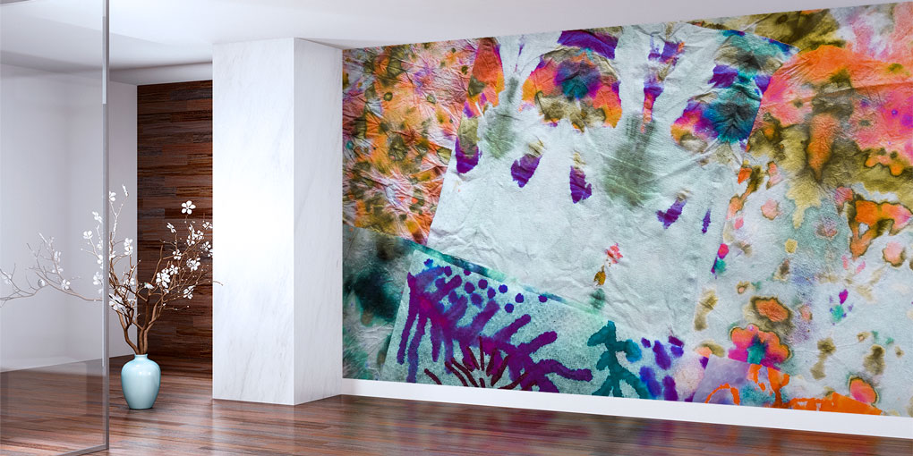 Akvarel Dokulu Soyut Desen Duvar Kağıdı 5013