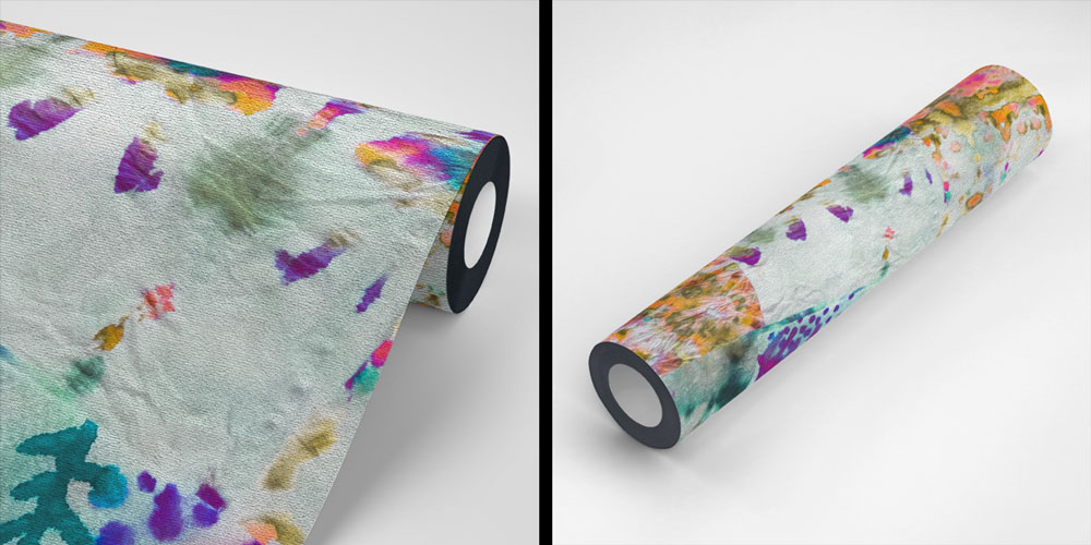 Akvarel Dokulu Soyut Desen Duvar Kağıdı 5013