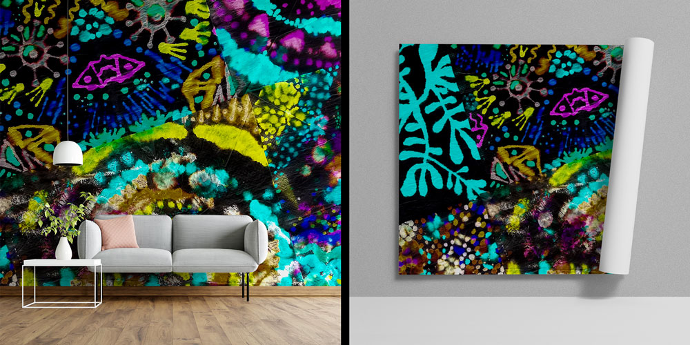 Renk Patlamalı Soyut Sanat Duvar Kağıdı 5014