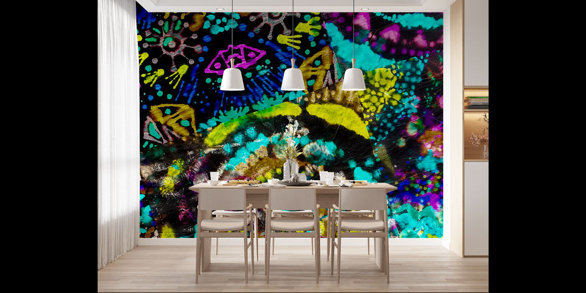 Renk Patlamalı Soyut Sanat Duvar Kağıdı 5014