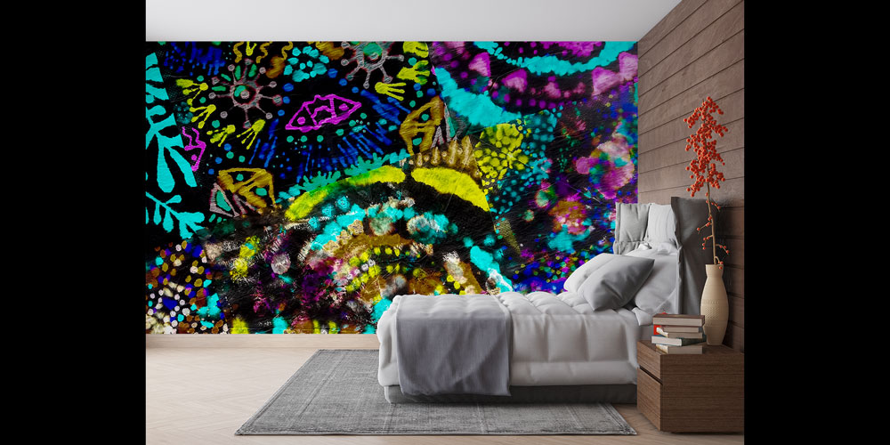 Renk Patlamalı Soyut Sanat Duvar Kağıdı 5014