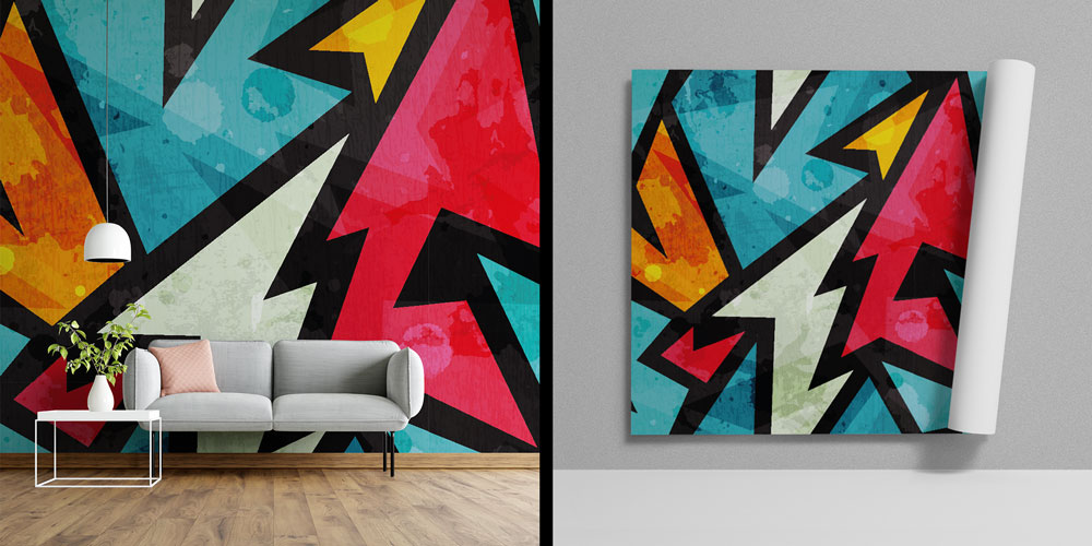 Geometrik Ok Desenli Grafiti Duvar Kağıdı 5016