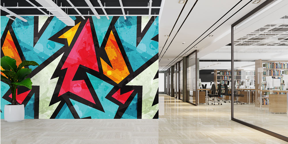 Geometrik Ok Desenli Grafiti Duvar Kağıdı 5016