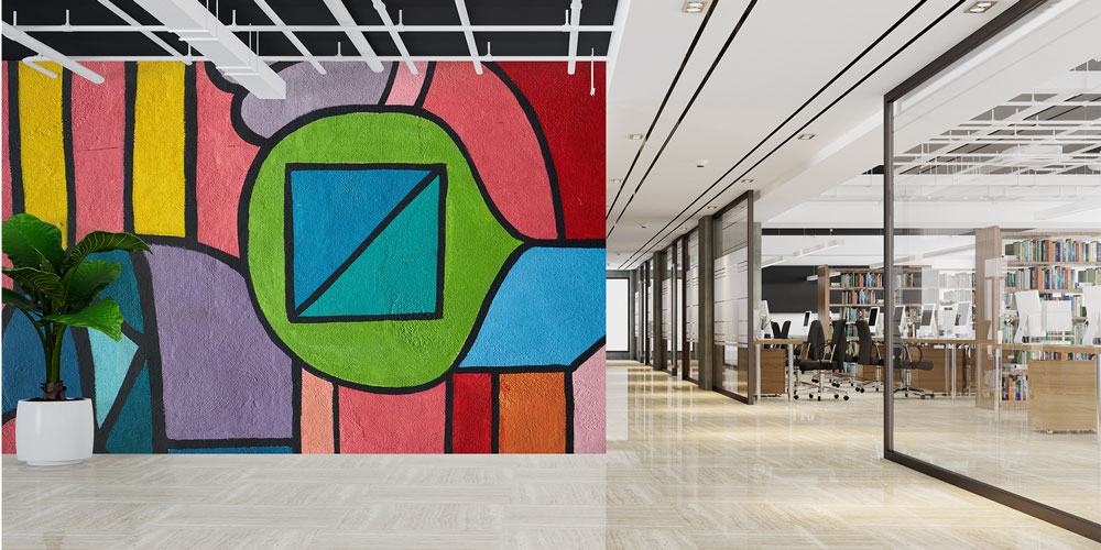 Renkli Geometrik Şekiller Grafiti Duvar Kağıdı 5019