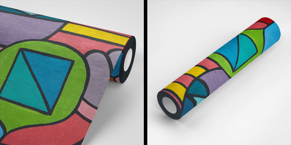 Renkli Geometrik Şekiller Grafiti Duvar Kağıdı 5019