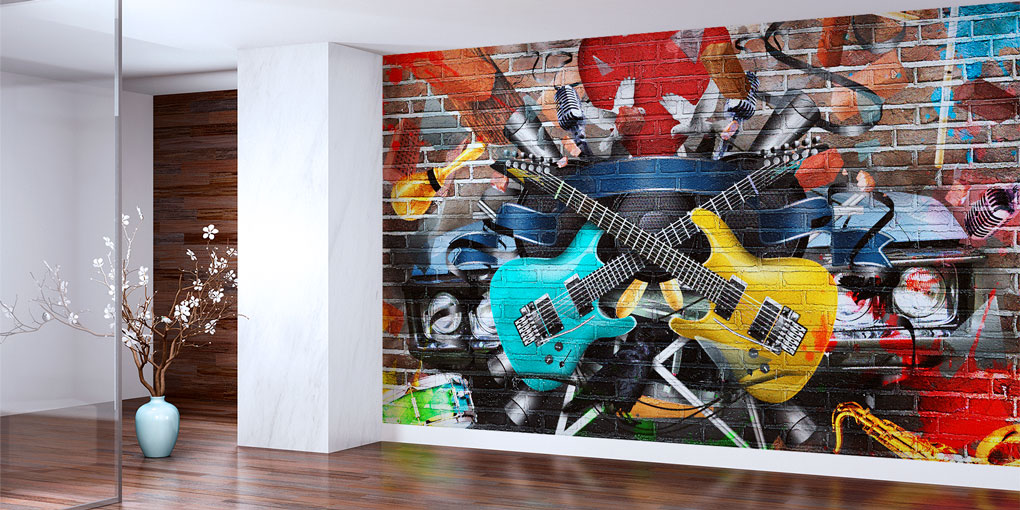 Rock Sahnesi ve Çapraz Gitarlar Temalı Duvar Kağıdı 5064