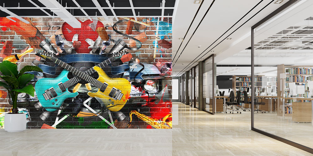 Rock Sahnesi ve Çapraz Gitarlar Temalı Duvar Kağıdı 5064