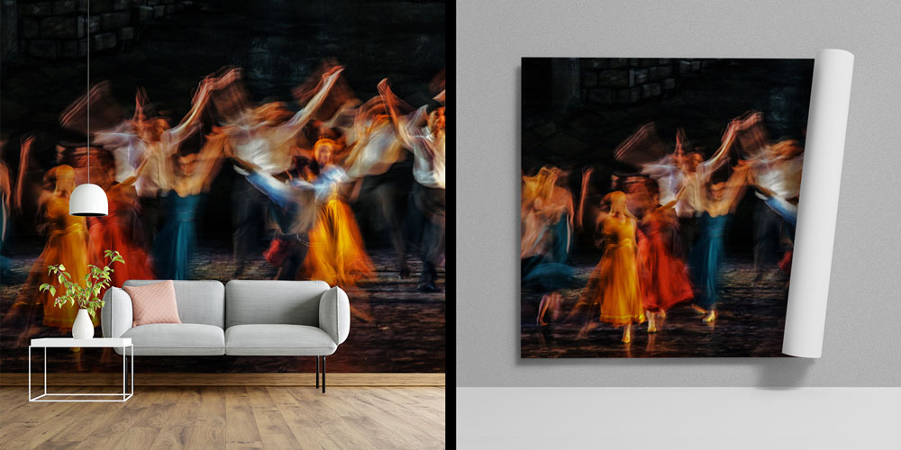 Hareketli Dans Sahnesi Temalı Sanatsal Duvar Kağıdı 5069