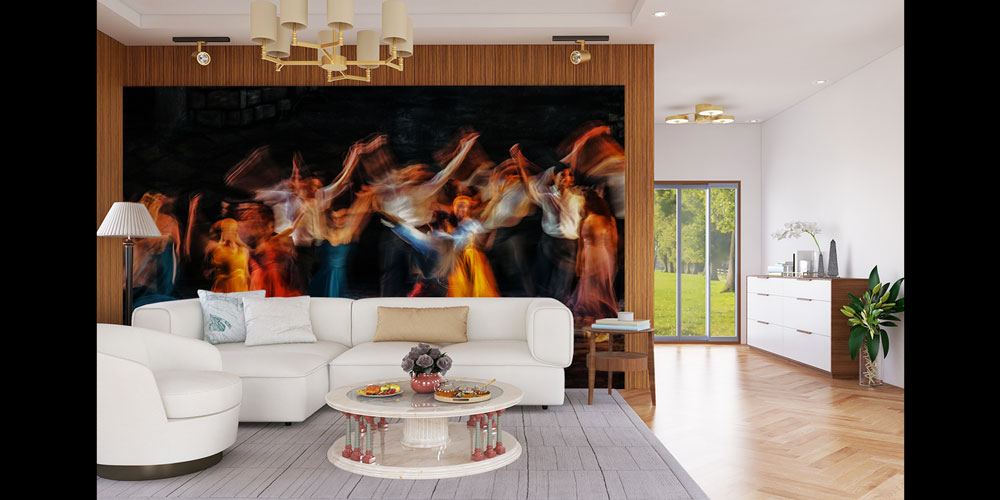 Hareketli Dans Sahnesi Temalı Sanatsal Duvar Kağıdı 5069