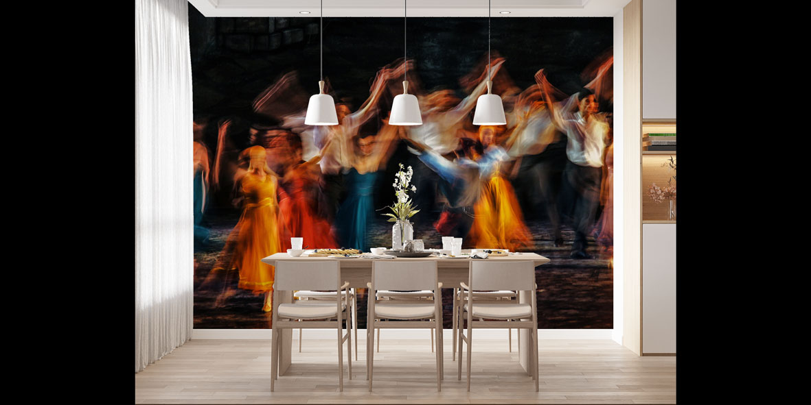 Hareketli Dans Sahnesi Temalı Sanatsal Duvar Kağıdı 5069