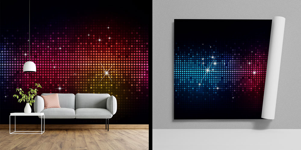 Işıklı Piksel Efektli Renk Geçişli Duvar Kağıdı 5072