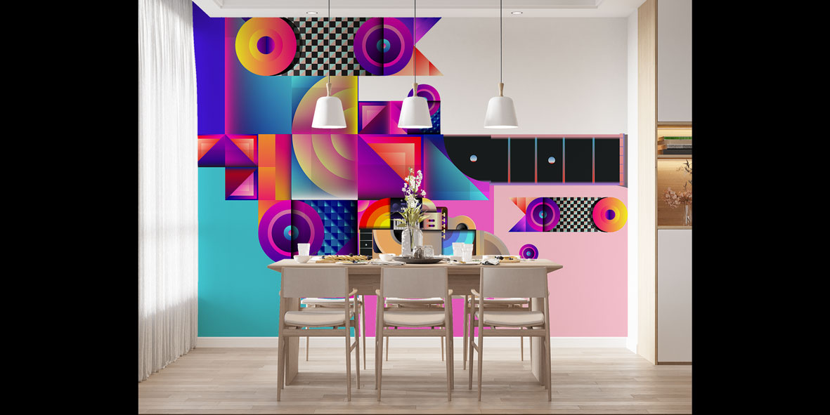 Geometrik Gitar Temalı Modern Duvar Kağıdı 5074