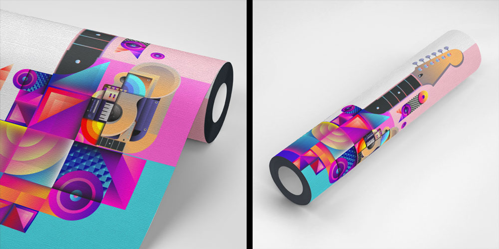 Geometrik Gitar Temalı Modern Duvar Kağıdı 5074