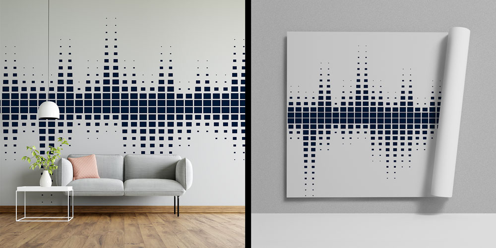 Minimal Ses Dalgası Piksel Desenli Duvar Kağıdı 5075