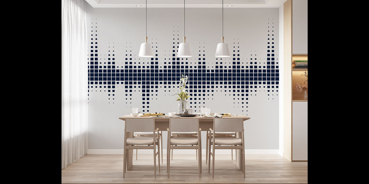 Minimal Ses Dalgası Piksel Desenli Duvar Kağıdı 5075