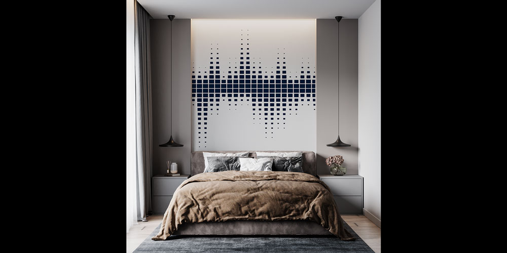 Minimal Ses Dalgası Piksel Desenli Duvar Kağıdı 5075